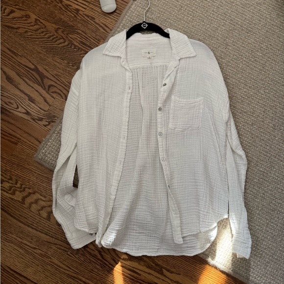Loft Lou & Grey White Gauze Button Down Sz. XS - Picture 1 of 6